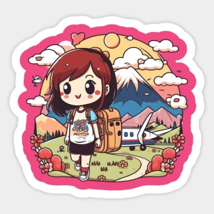 Exploring the world with my cute travel buddy Sticker